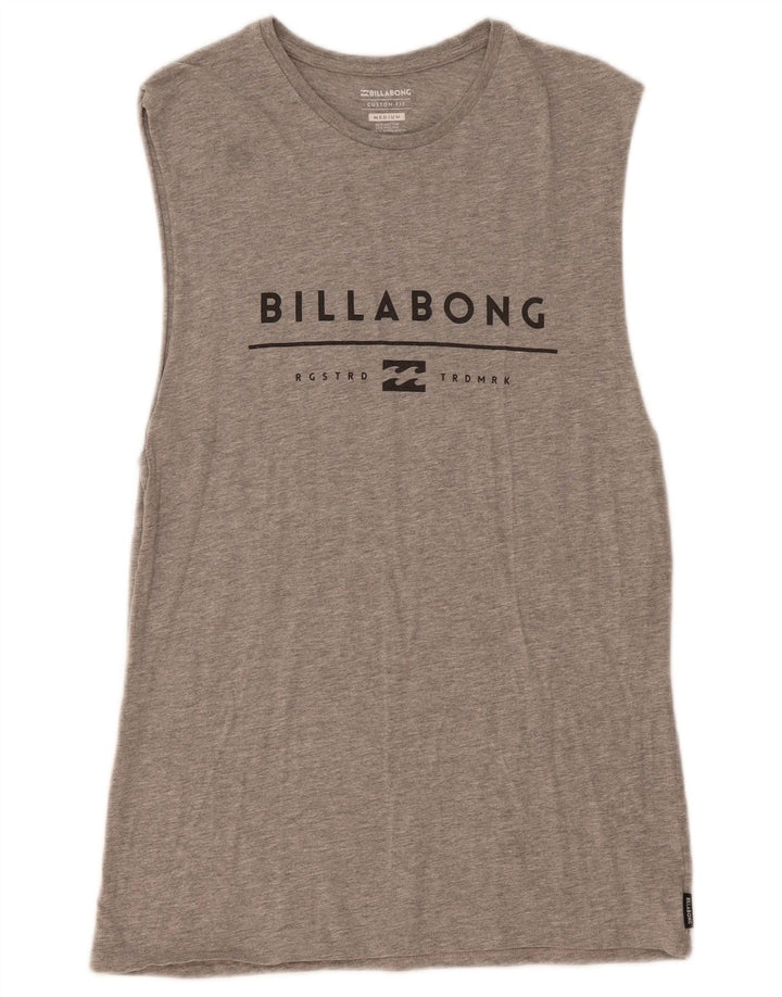 Billabong Mens Custom Fit Grafik-Weste-Top aus mittelgrau gefleckter Baumwolle
