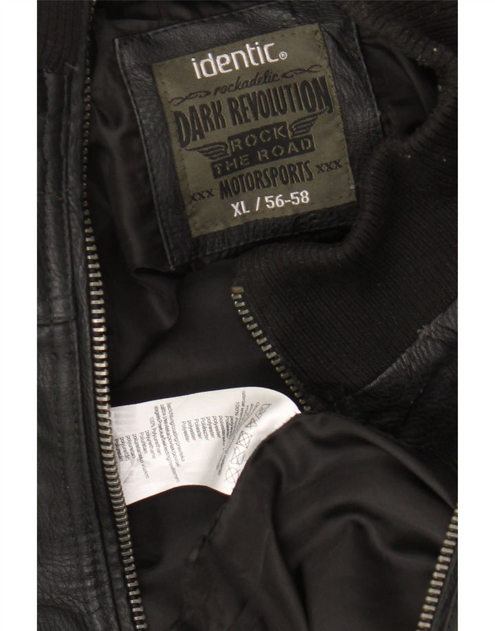 Identische Herren-Motorstyle-Bomberjacke aus Kunstleder, UK 42, XL, schwarzes Polyester