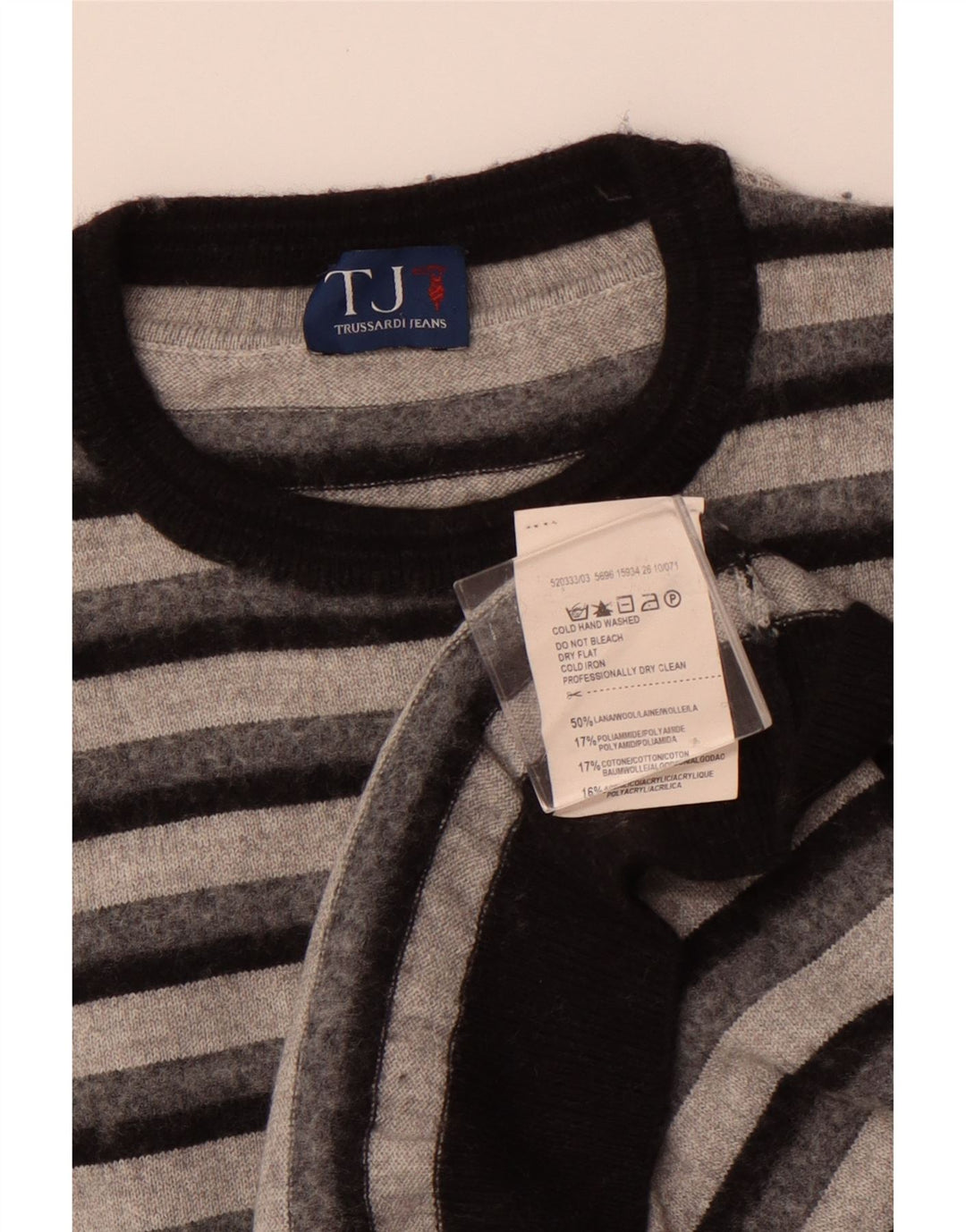 TRUSSARDI JEANS Jungen-Pullover mit Rundhalsausschnitt, 13–14 Jahre, grau gestreift