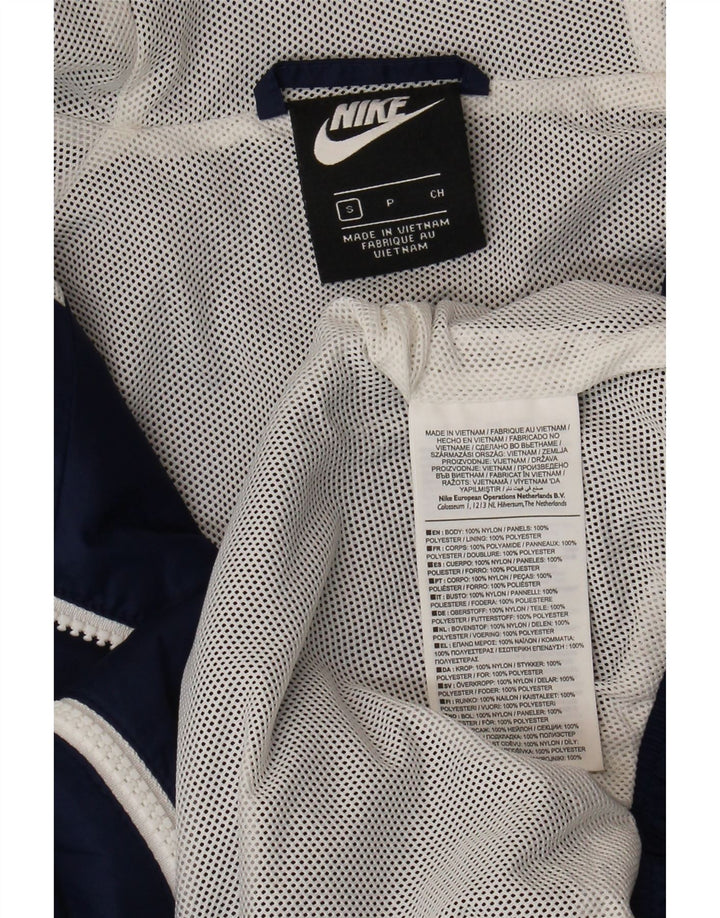 Nike Herren-Trainingsanzug mit Kapuze, Jacke, klein, marineblaues Colourblock-Nylon