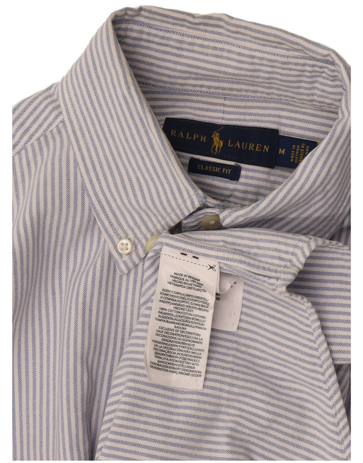 Ralph Lauren Herren-Hemd mit klassischer Passform, mittelblau, gestreift, Baumwolle