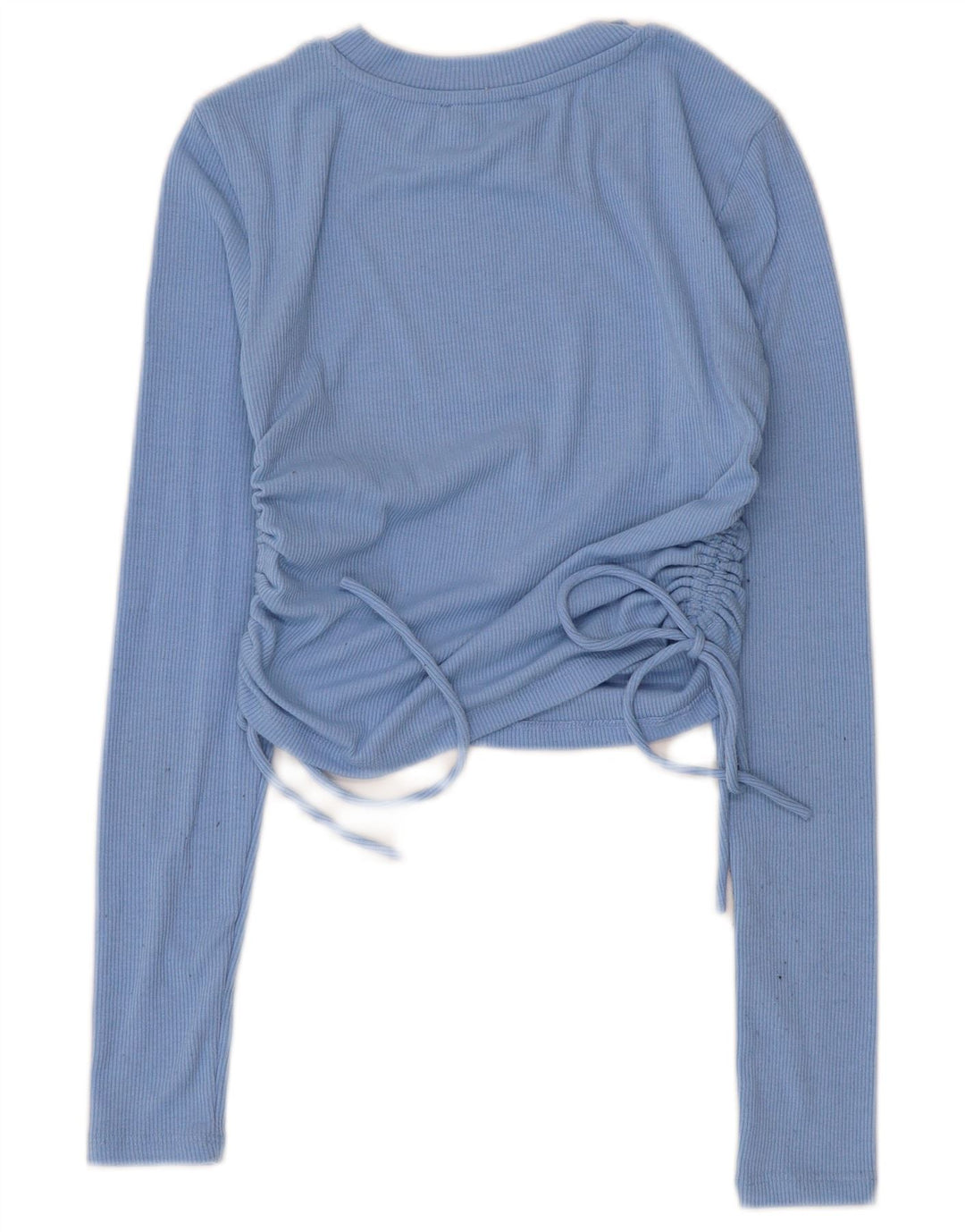 Zara Damen Crop Langarmbluse Top UK 8 Small Blau