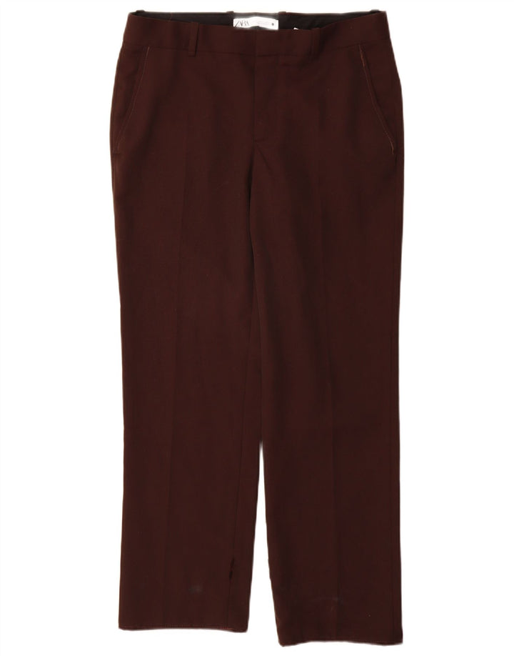 Gerade Chino-Hose für Damen von Zara, Größe S, W26, L28, Braun, Polyester