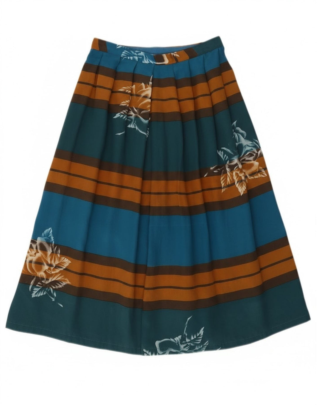 Vintage Damen Faltenrock in A-Linie W24 XS Mehrfarbig gestreift