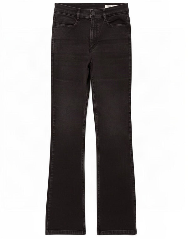 Marks & Spencer Damen Slim Bootcut Jeans UK 6 XS W25 L30 Schwarze Baumwolle