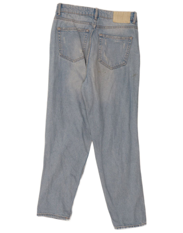 Zara Damen Distressed High Waist Jeans EU 40 Medium W30 L27 Blau