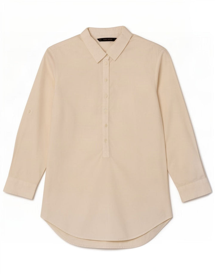 Zara Damen-Pullovershirt mit 3/4-Ärmeln, Gr. 10, Größe S, Weiß