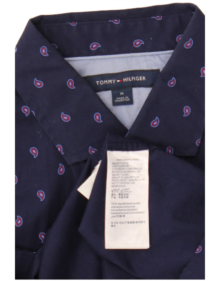 Tommy Hilfiger Herrenhemd aus mittelblauer Paisley-Baumwolle in Marineblau