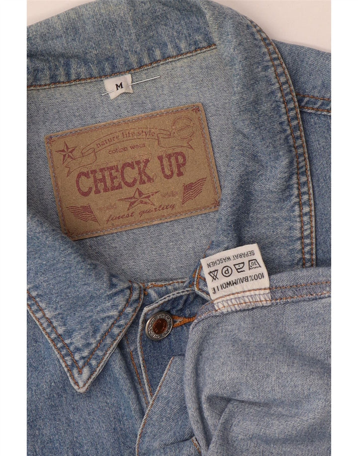 Vintage Herren Jeansweste UK 38 Mittelblaue Baumwolle