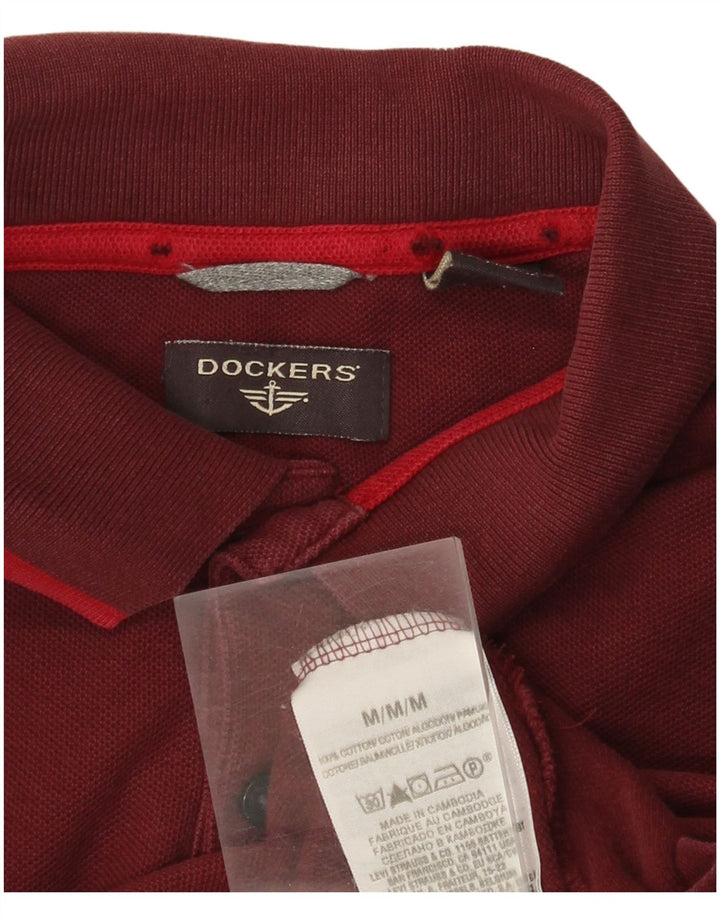 Dockers Herren-Langarm-Poloshirt aus mittlerer burgunderroter Baumwolle