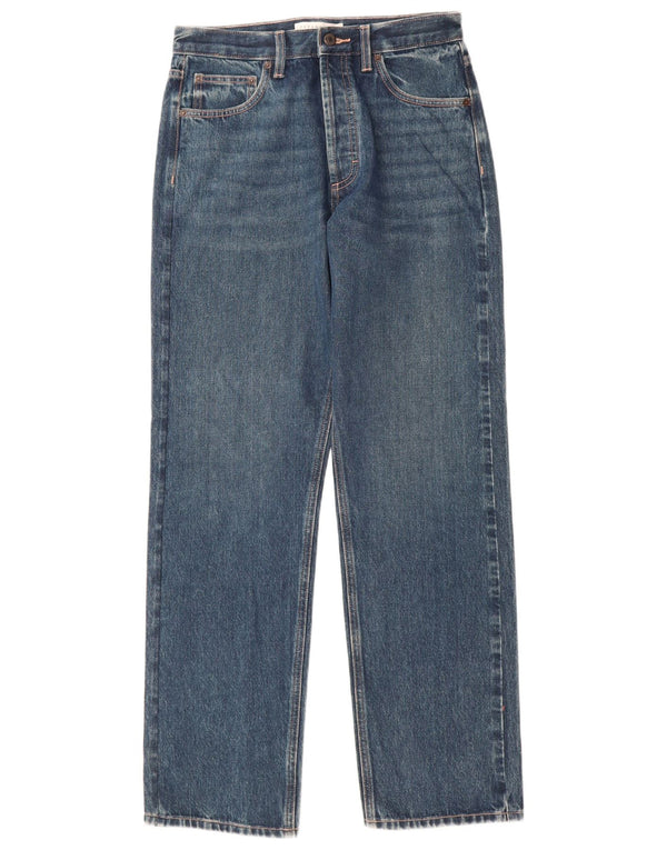 Topshop Damen Kort Straight Jeans W28 L32 Blaue Baumwolle