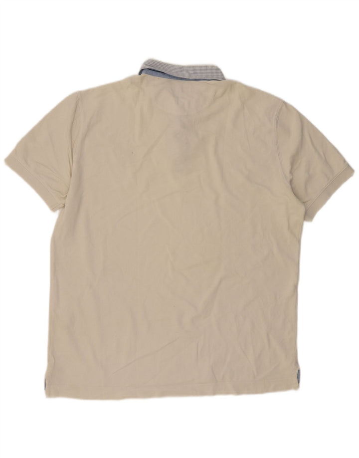 MASSIMO DUTTI Herren-Poloshirt, groß, cremefarbene Baumwolle