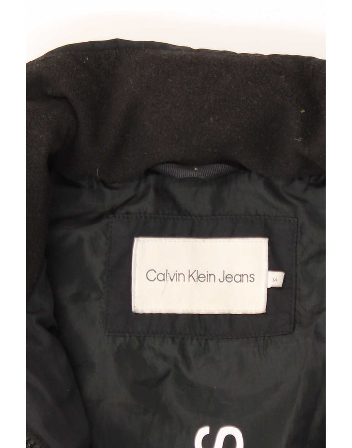 Calvin Klein Jeans Wattierter Mantel für Mädchen, 13–14 Jahre, schwarzes Polyester
