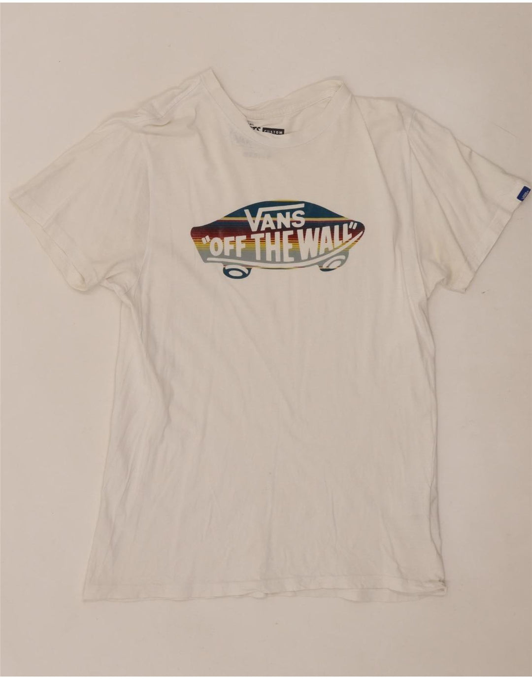 VANS Herren Custom Fit Grafik-T-Shirt-Oberteil aus mittelweißer Baumwolle