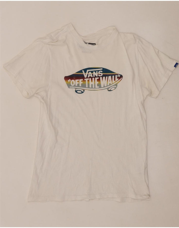 VANS Herren Custom Fit Grafik-T-Shirt-Oberteil aus mittelweißer Baumwolle