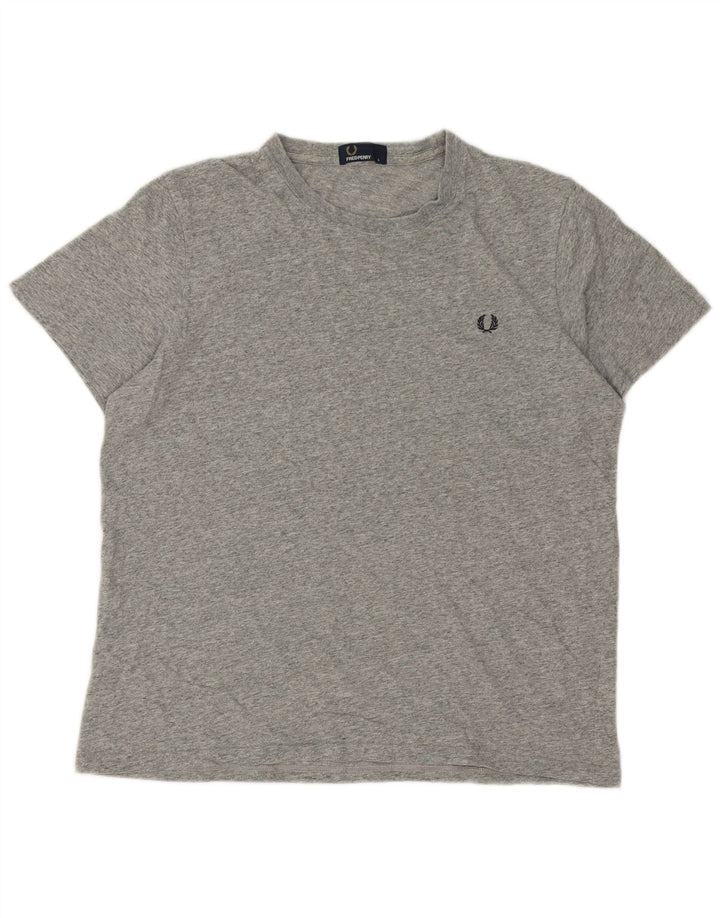 Fred Perry Herren-T-Shirt-Oberteil, groß, grau meliert, Baumwolle