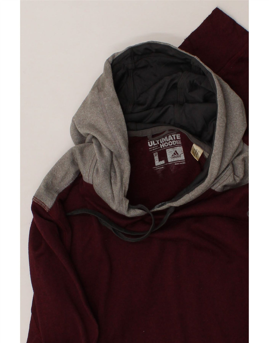ADIDAS Mens Hoodie Jumper Large Burgundy Colourblock Polyester Vintage Adidas and Second-Hand Adidas from Messina Hembry 