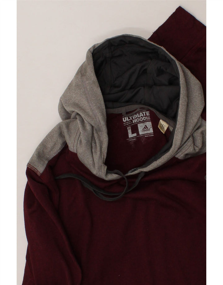 ADIDAS Mens Hoodie Jumper Large Burgundy Colourblock Polyester Vintage Adidas and Second-Hand Adidas from Messina Hembry 