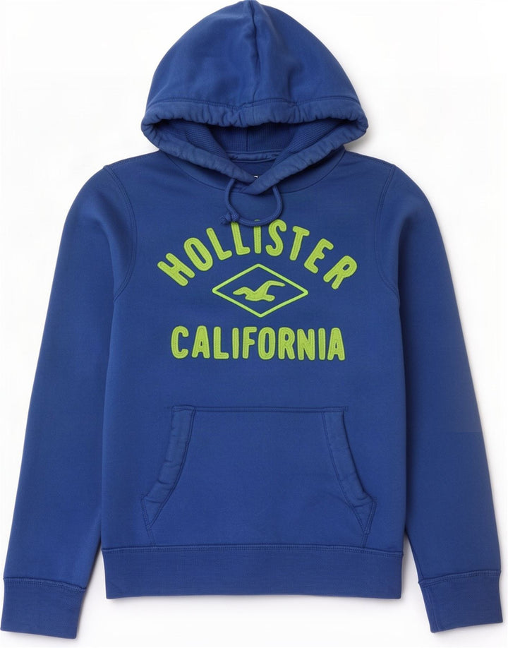 Hollister Herren-Kapuzenpullover mit Grafik, mittelblaue Baumwolle