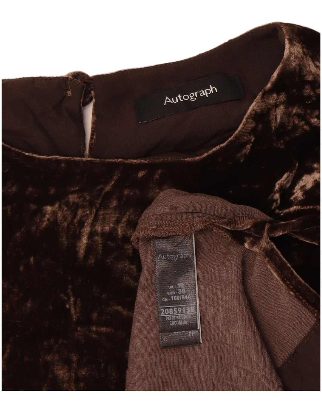 Marks & Spencer Damen-Blusenoberteil „Autograph“ aus Velours, Gr. 10, Größe S, Braun
