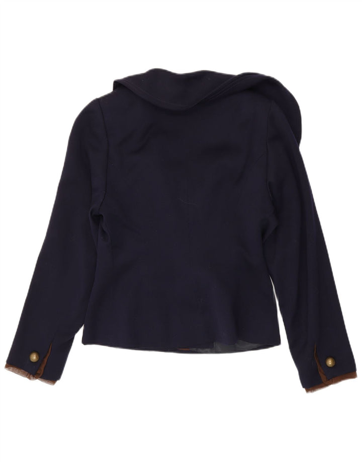 Vintage Damen 2-Knopf-Blazerjacke UK 10 Small Marineblau