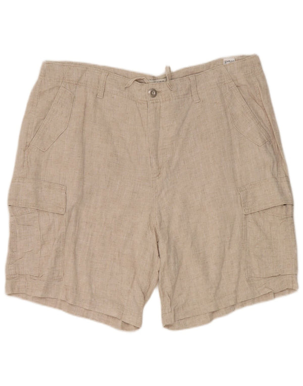 Marks & Spencer Damen Cargoshorts UK 18 XL W38 Beige Leinen