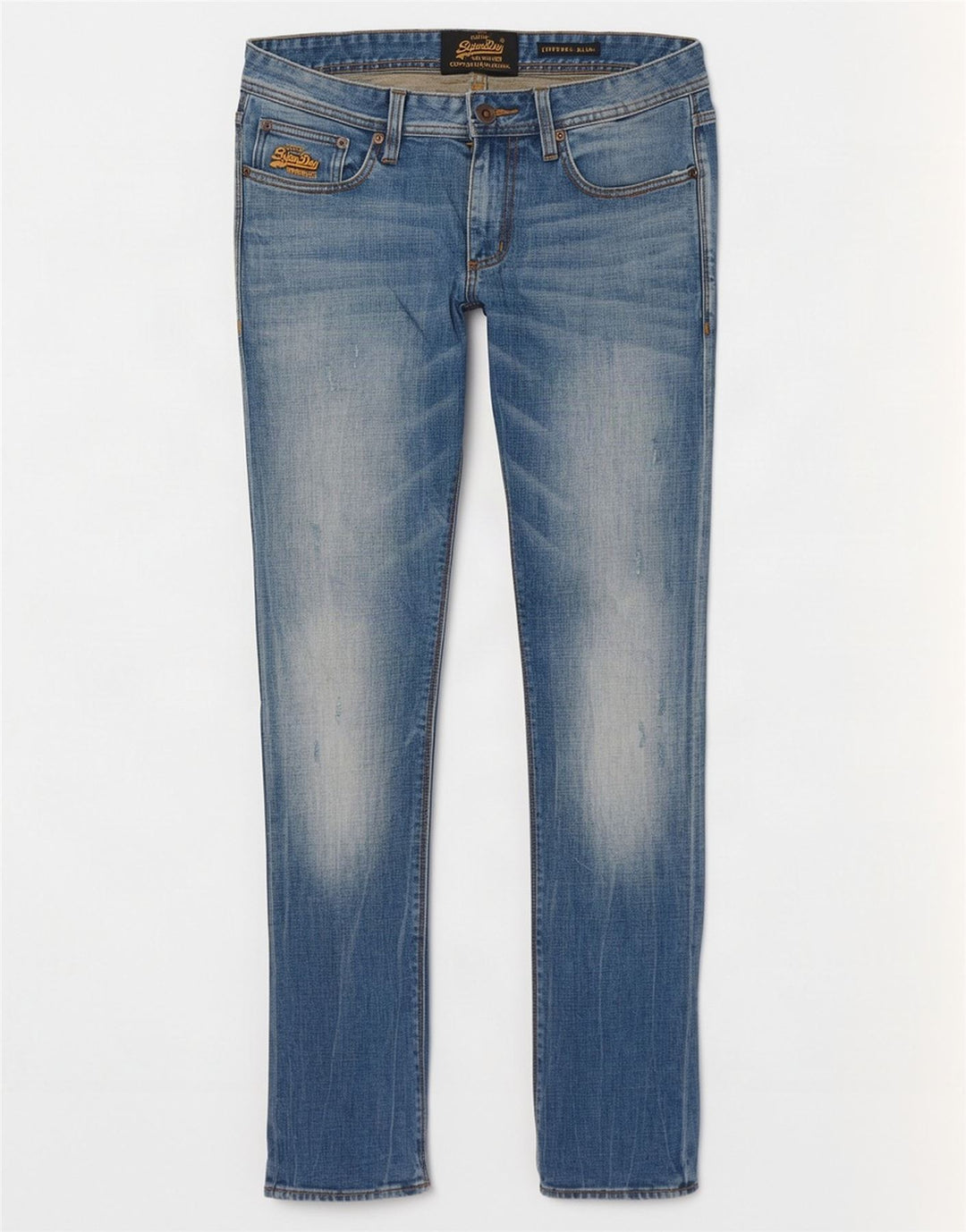 Superdry Herren Corporal Distressed Slim Jeans W31 L32 Blaue Baumwolle