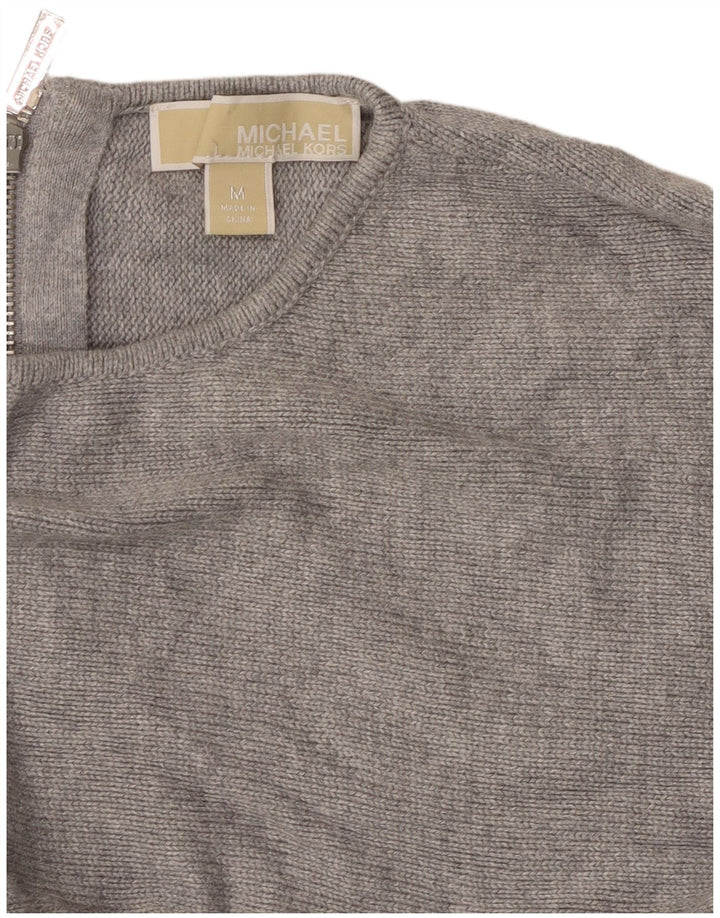 MICHAEL KORS Damen Pullover mit U-Boot-Ausschnitt, UK 14, Mittelgrau