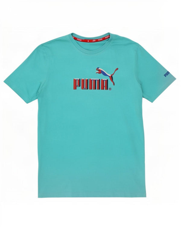 Puma Mens Graphic T-Shirt Top Medium Blue Cotton