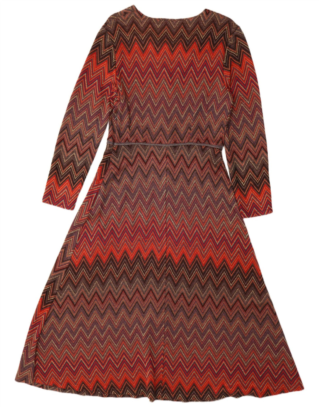 Donatella Damen-Maxikleid mit langen Ärmeln, Größe 44, mittelgroß, mehrfarbig, Chevron