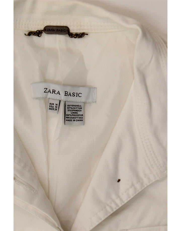 Zara Damen Utility Blazer Jacke UK 12 Mittelweiße Baumwolle