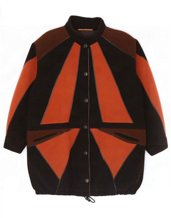 Philippe Vallereuil Damen Mantel UK 18 XL Schwarz Colourblock Schurwolle