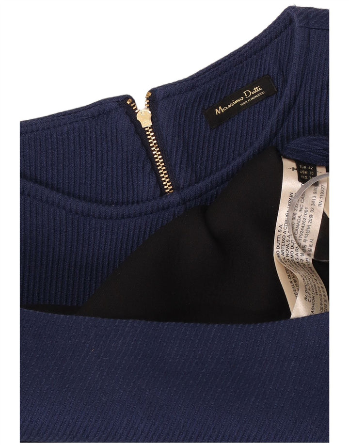 Massimo Dutti Damen Ärmelloses Etuikleid EU 42 Große marineblaue Wolle