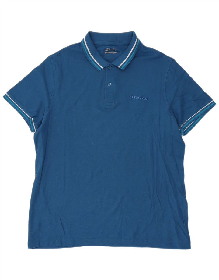 Lotto Herren Life's Poloshirt Mittelblau gestreift aus Baumwolle