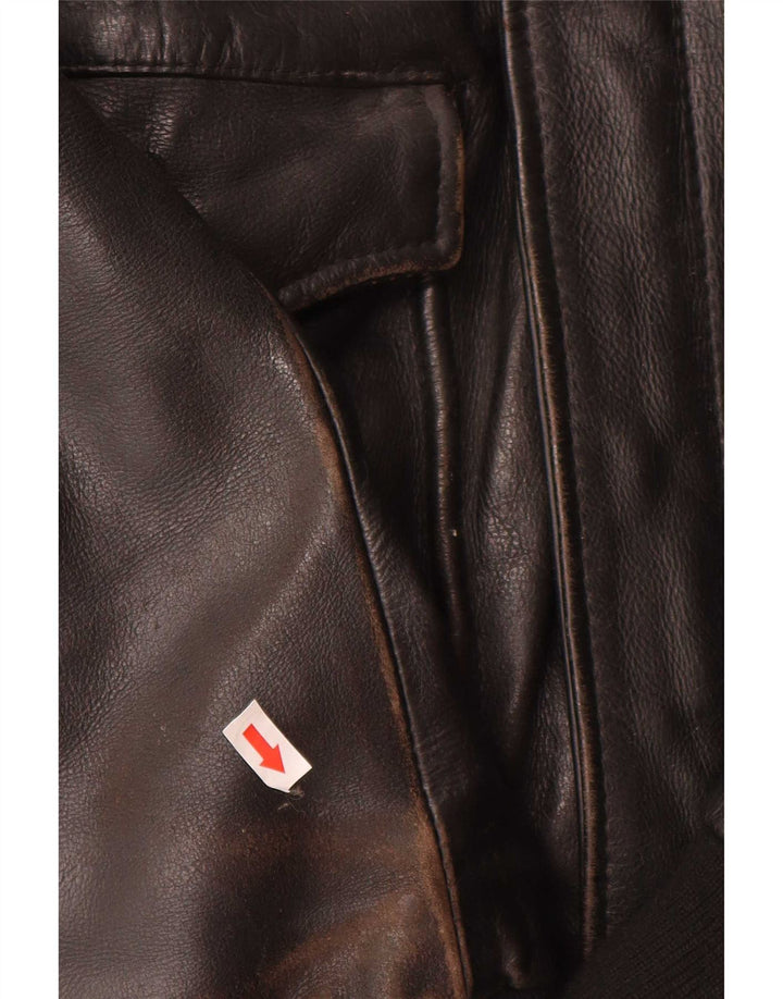 Vintage Herren Militärlederjacke UK 42 XL Schwarz