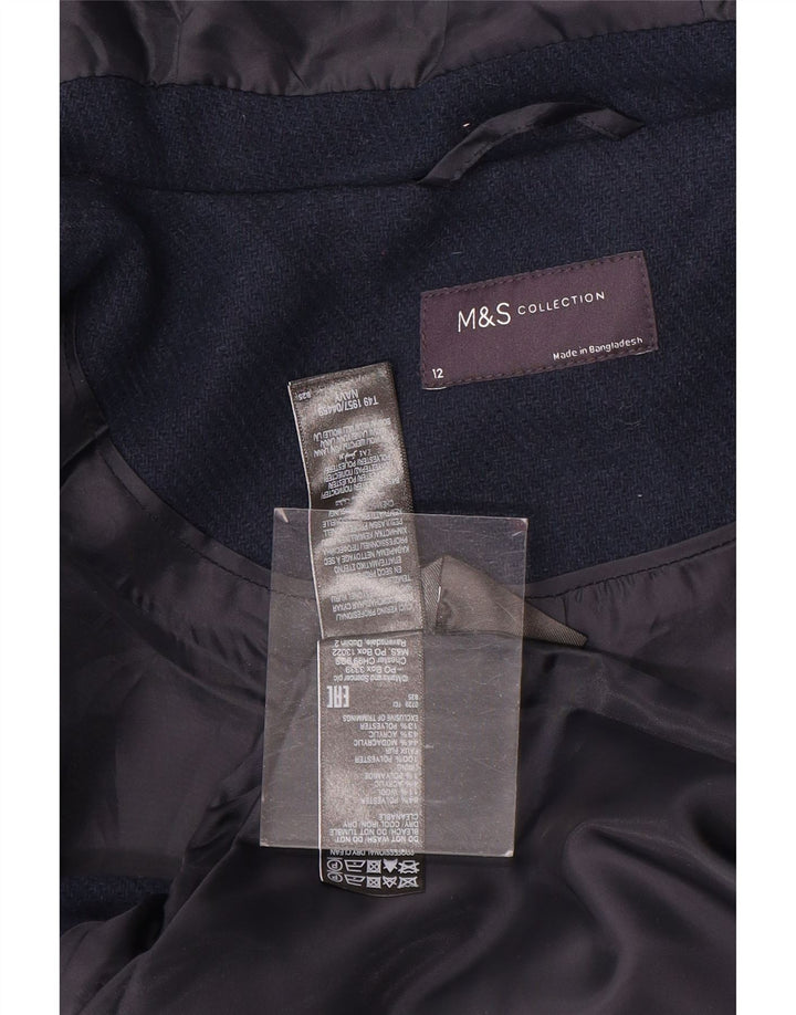 Marks & Spencer Damen-Dufflecoat mit Kapuze, UK 12, mittelmarineblaue Wolle