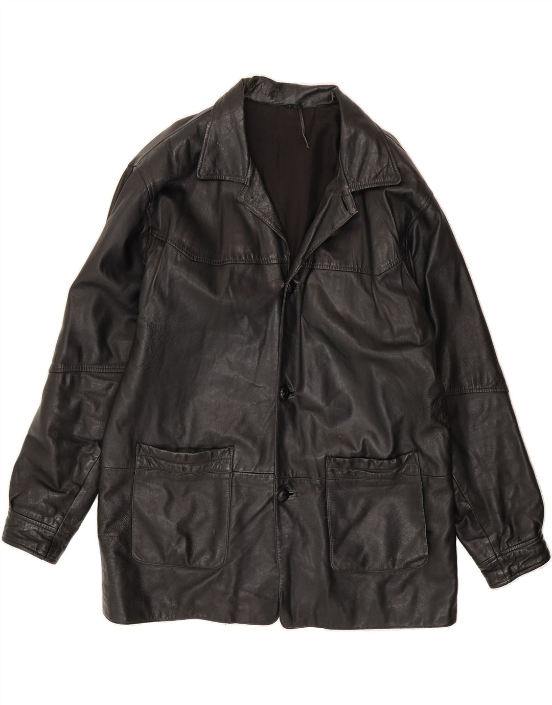 VINTAGE Mens Leather Jacket UK 40 Large Black Leather Vintage Vintage and Second-Hand Vintage from Messina Hembry 