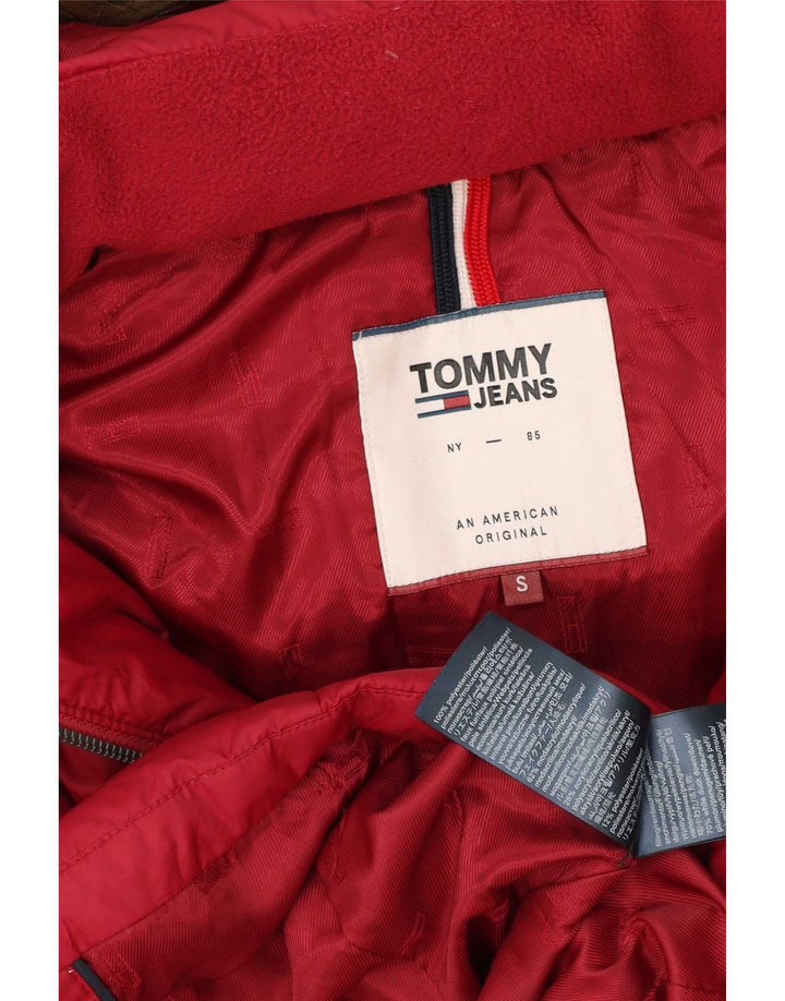 Tommy Hilfiger Damen-Jacke mit Kapuze, gepolstert, UK 10, Größe S, Rot, Polyester