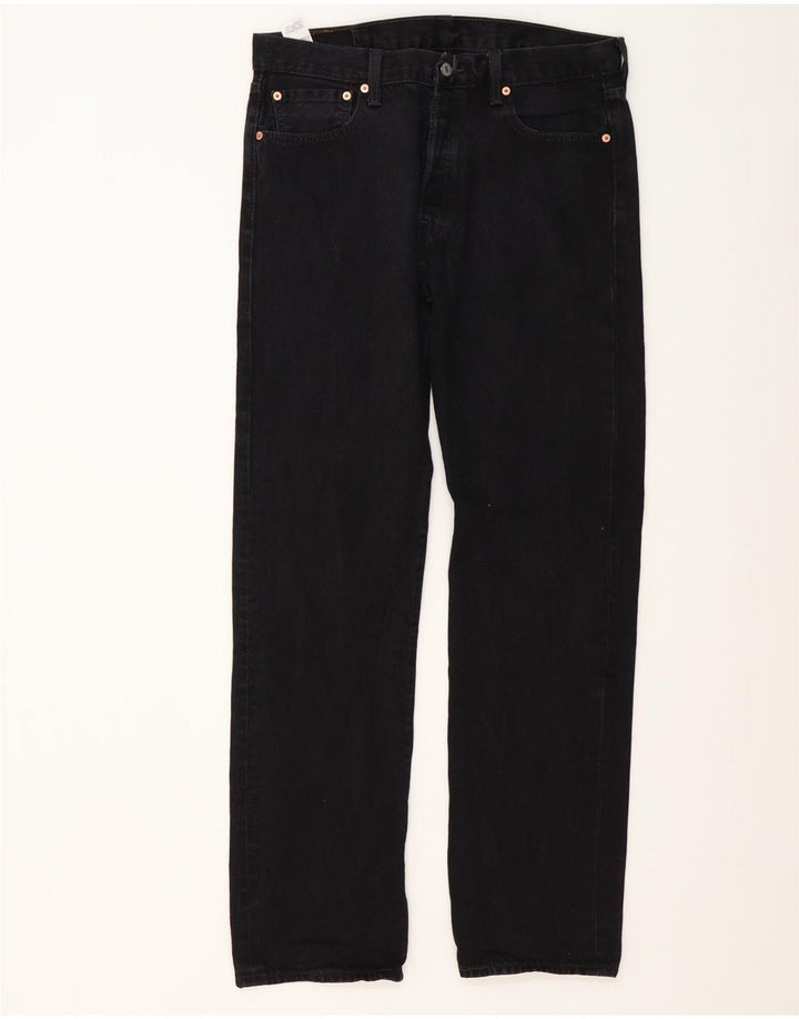 Levi's Herren 501 Straight Jeans W34 L34 Schwarze Baumwolle