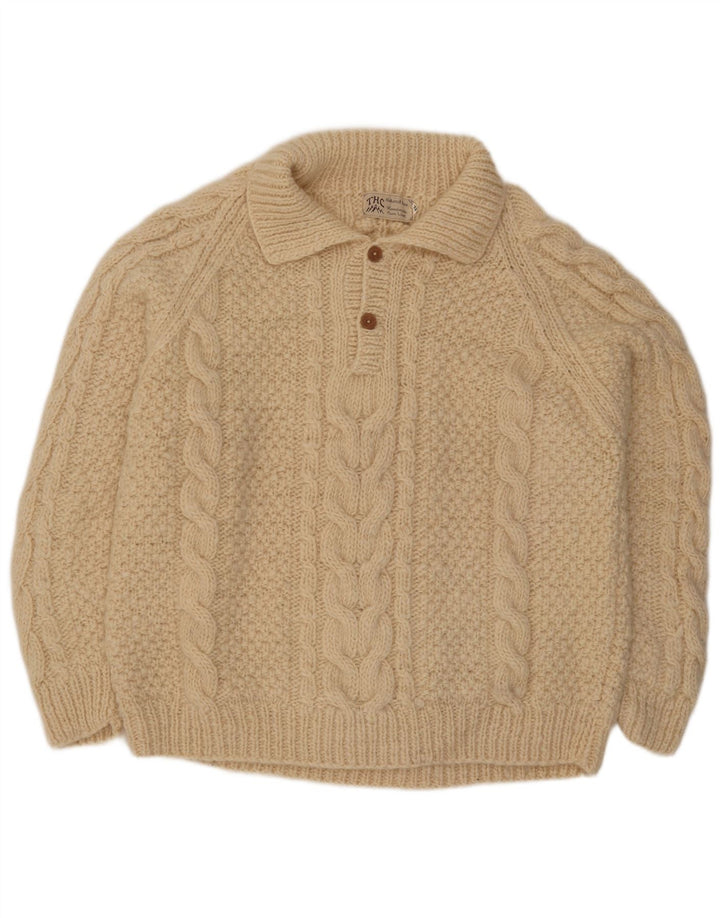 THC Herren-Pullover mit Polokragen, XL, aus weißer Wolle