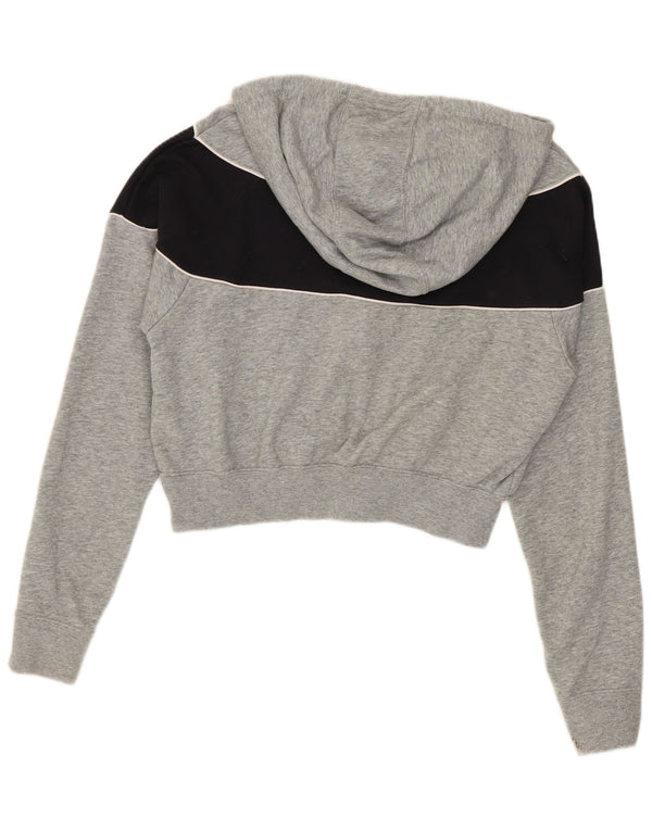 Nike Womens Crop Oversized Hoodie Pullover UK 10 Small Grau Farbblock