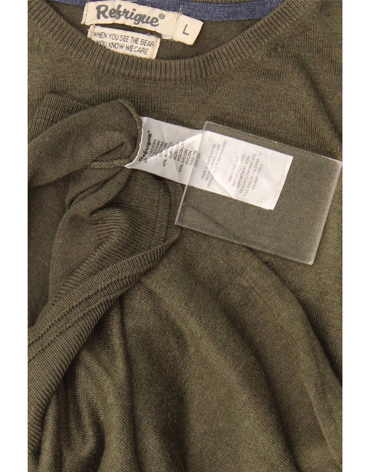 Refrigiwear Herren-Pullover mit Rundhalsausschnitt, groß, Khaki, Viskose