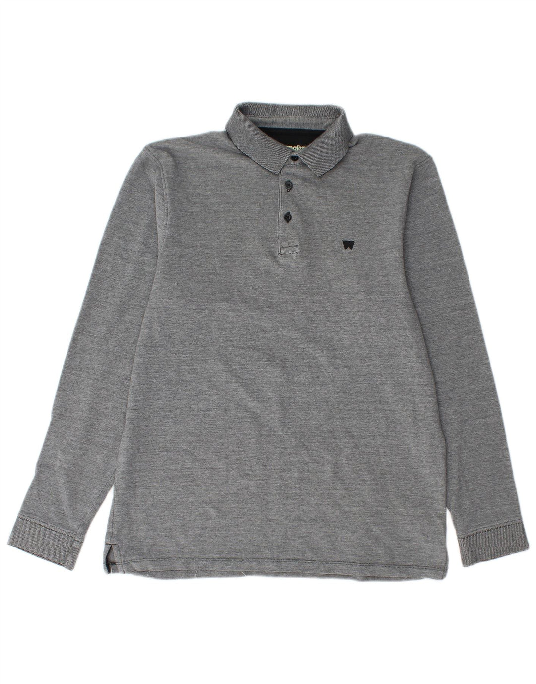 WRANGLER Herren-Langarm-Poloshirt aus mittelgrauer Baumwolle