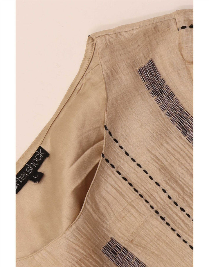 Aftershock Damen Etuikleid UK 14 Large Beige gestreift
