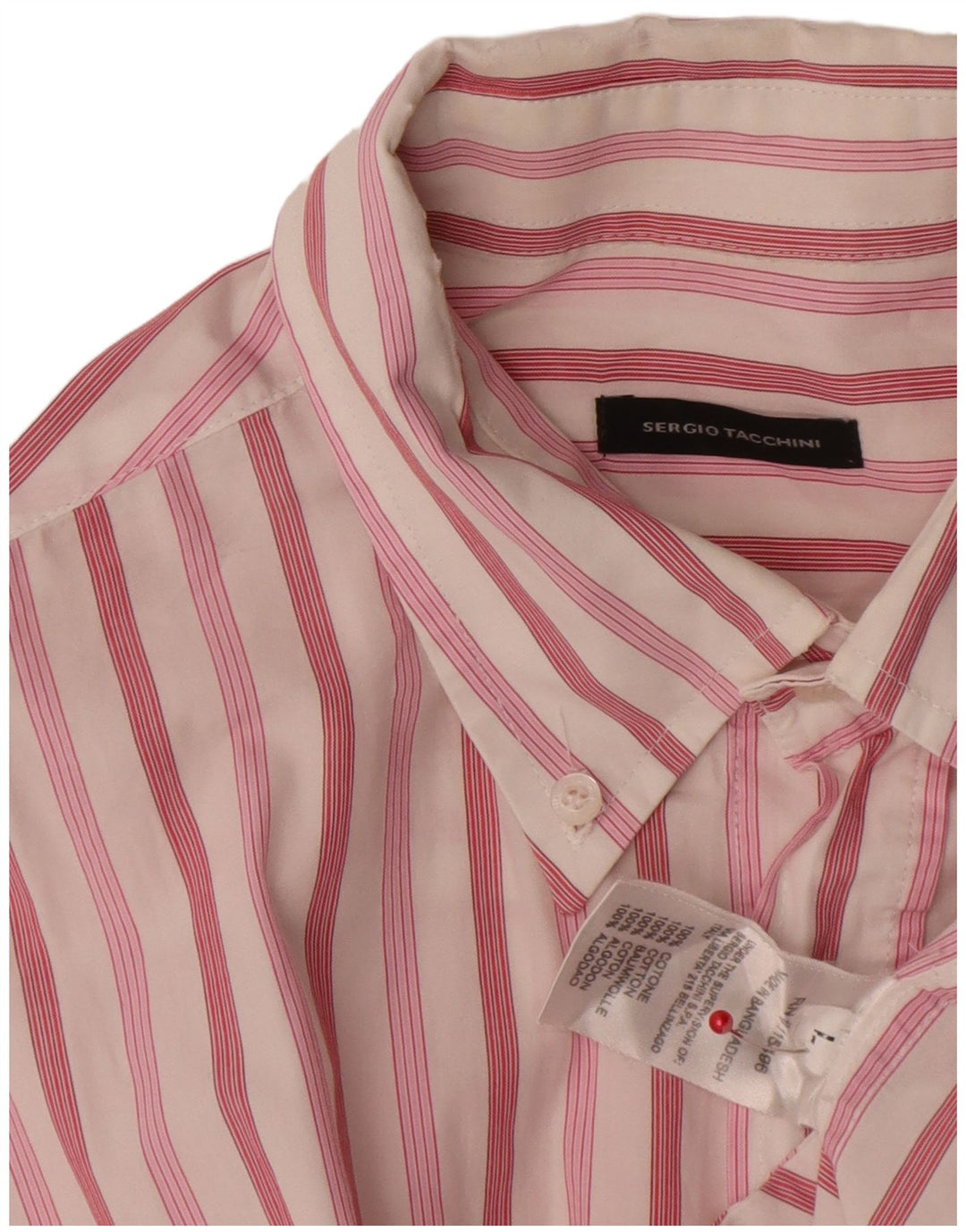 Sergio Tacchini Herrenhemd, groß, rosa gestreift, Baumwolle