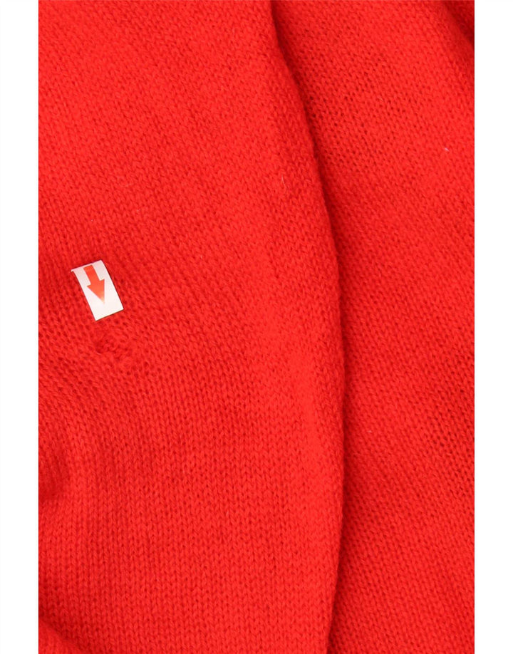 Vintage Herren Pullover mit Rundhalsausschnitt, groß, rot, Argyle/Diamant