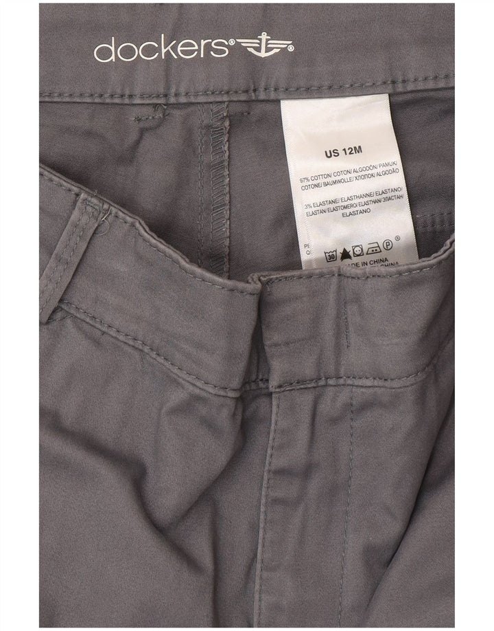 DOCKERS Gerade Freizeithose für Damen, US 12, Größe L, W32, L31, graue Baumwolle