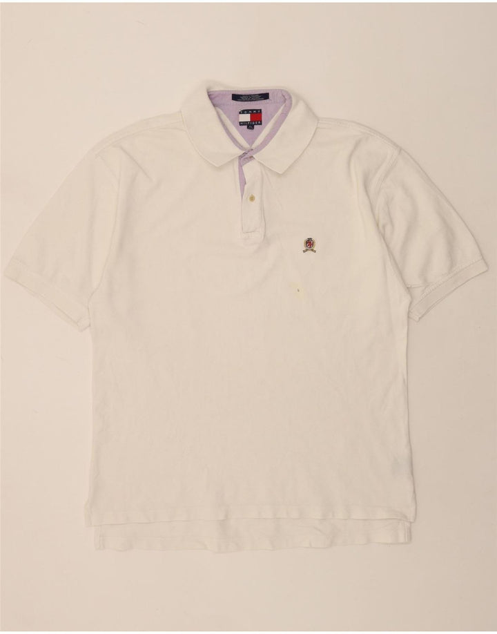 TOMMY HILFIGER Mens Polo Shirt XL White Cotton Vintage Tommy Hilfiger and Second-Hand Tommy Hilfiger from Messina Hembry 