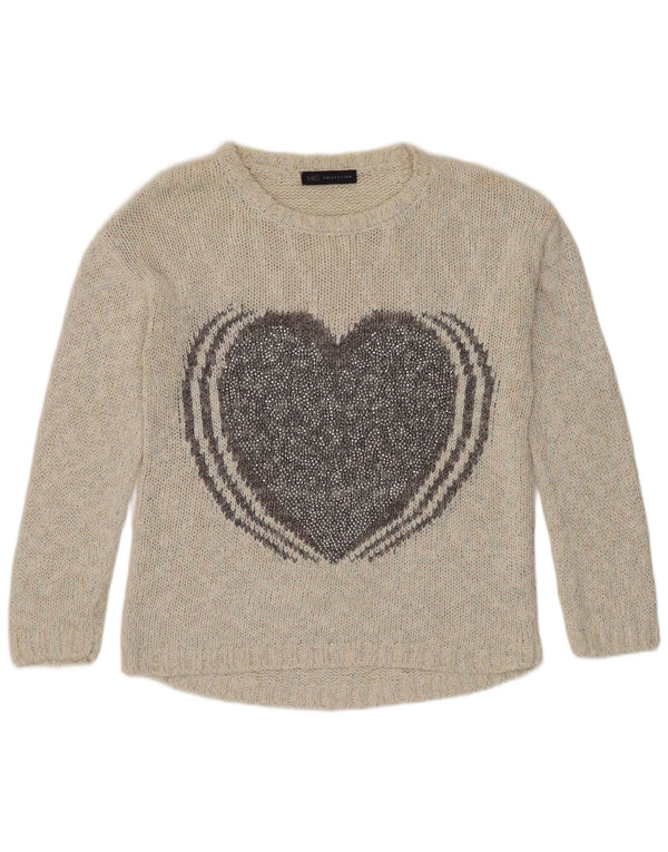 Marks & Spencer Damen-Pullover mit grafischem U-Boot-Ausschnitt, Gr. 8, cremefarben