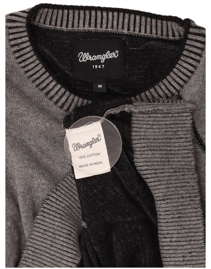 Wrangler Herren-Pullover mit Rundhalsausschnitt, mittelgraue geometrische Baumwolle